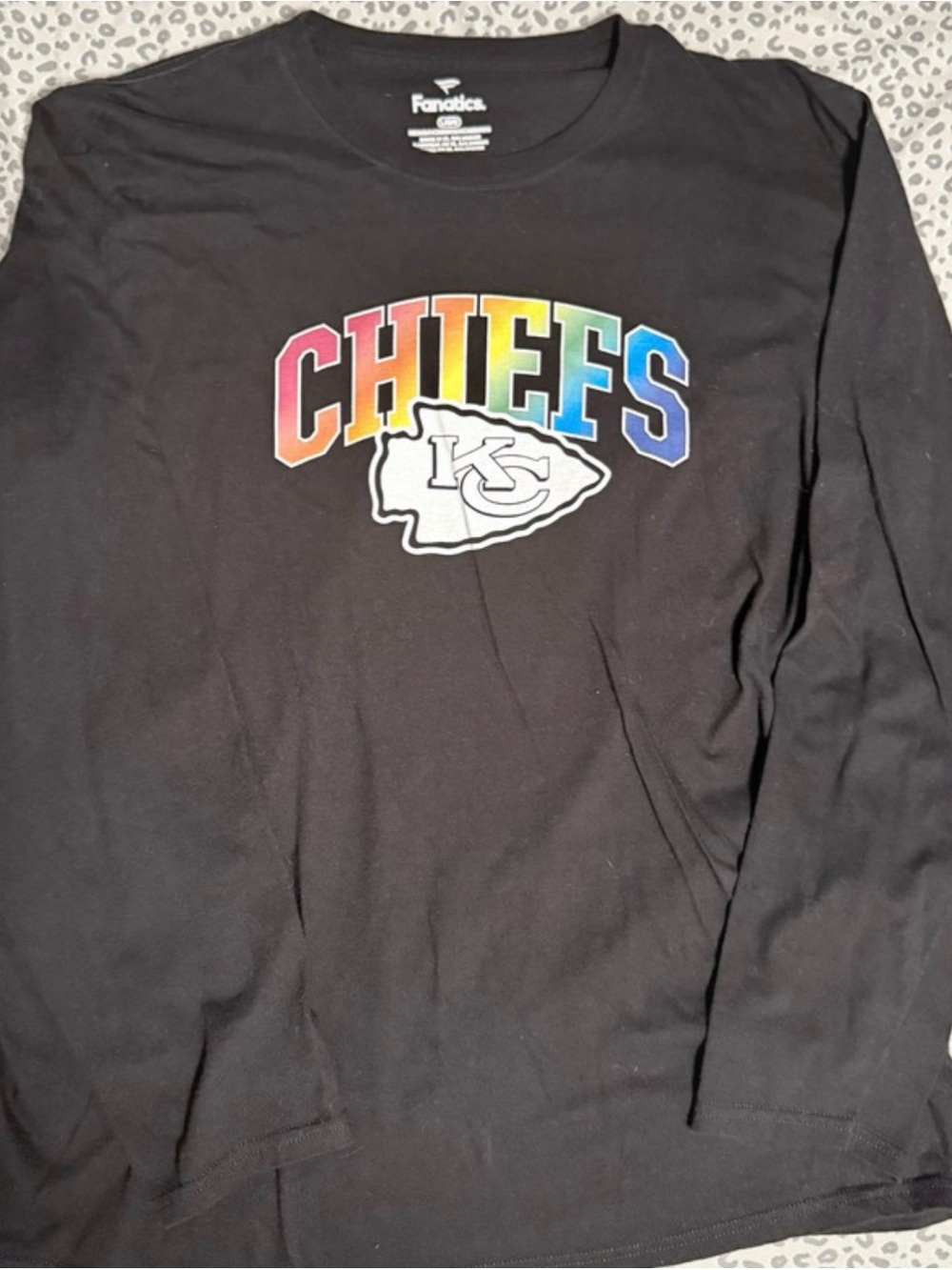 Fanatics Black Kansas City Chiefs Rainbow CHIEFS Long-Sleeve Tee